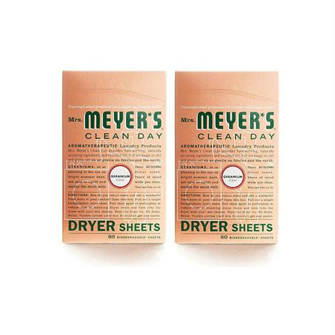 Mrs. Meyers Dryer Sheets - Geranium - Case of 12 - 80 Sheets