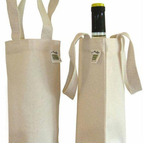 ECOBAGS Canvas Wine Bag (1 bottle) 6.5x12 - Recycled Cotton - 1 Bag