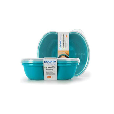 Preserve Small Square Food Storage Container - Aqua - 2 Pack