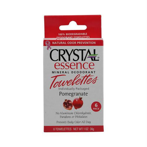 Crystal Essence Mineral Deodorant Towelettes Pomegranate - 6 Towelettes