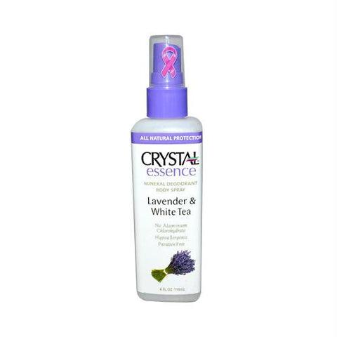 Crystal Essence Mineral Deodorant Body Spray Lavender And White Tea - 4 fl oz