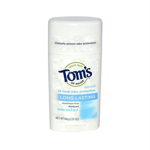 Toms of Maine Natural Long-Lasting Deodorant Stick Unscented - 2.25 oz Each - Case of 6