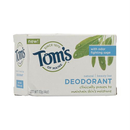 Toms of Maine Natural Beauty Bar Deodorant with Odor Fighting Sage - 4 oz - Case of 6