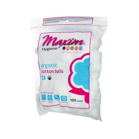 Maxim Hygiene Organic Cotton Balls - 100 Cotton Balls