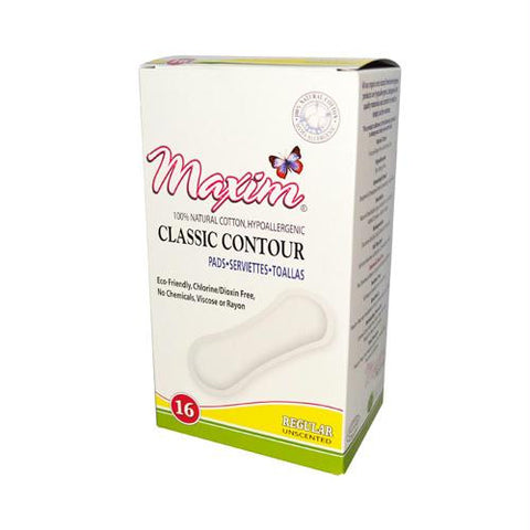 Maxim Hygiene Natural Cotton Classic Contour Sanitary Pads Regular - 16 Pads