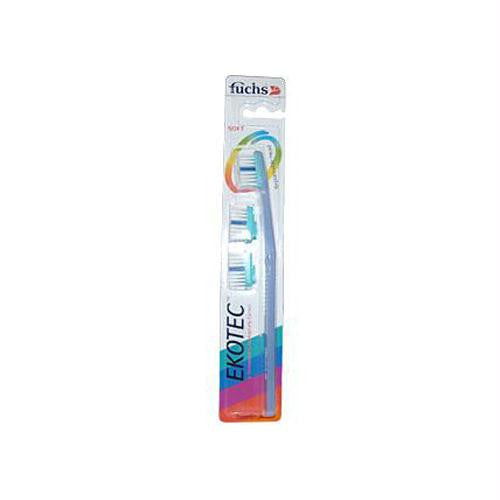 Fuchs Ekotec Soft Replaceable Head Toothbrush - Plus Two Replacements - 1 Toothbrush