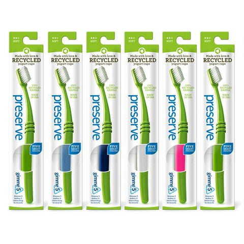 Preserve Adult Soft Toothbrush with Mailer - 6 Pack - Assorted Colors