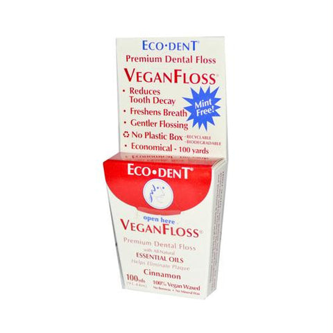 Eco-Dent VeganFloss Premium Dental Floss Cinnamon - 100 Yards - Case of 6