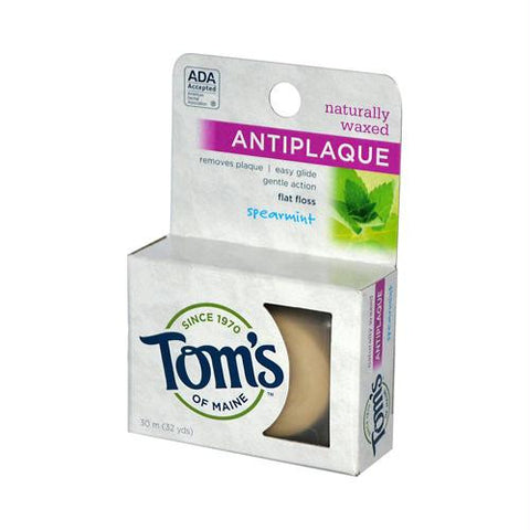 Toms of Maine Antiplaque Flat Floss Waxed Spearmint - 32 Yards - Case of 6