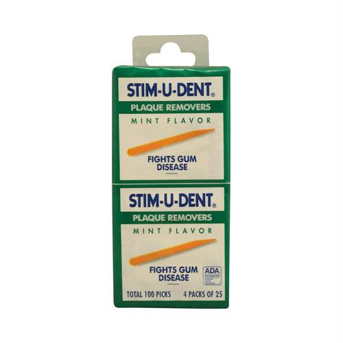 Natural Dentist Stim-U-Dent Original Plaque Removers Mint - 100 Toothpicks - Case of 12