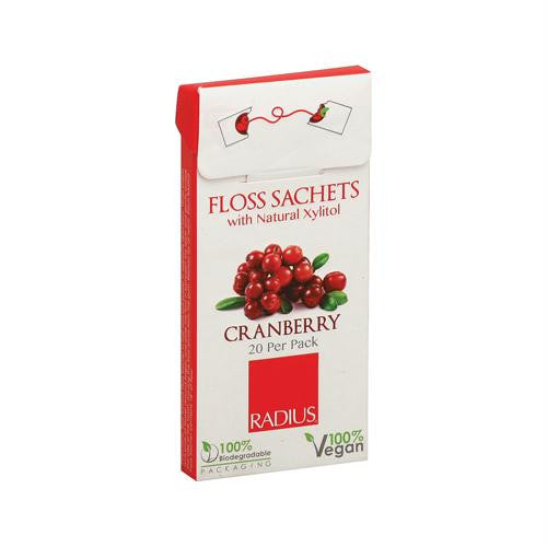 Radius Floss Sachets with Natural Xylitol - Cranberry - Case of 20