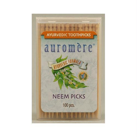 Auromere Ayurvedic Neem Picks - 100 Toothpicks - Case of 12