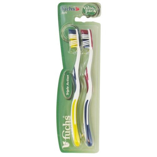 Fuchs Triple Action Toothbrush - Soft - Case of 12 - 2 Pack