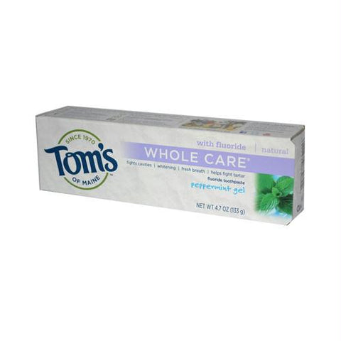 Toms of Maine Whole Care Gel Toothpaste Peppermint - 4.7 oz - Case of 6