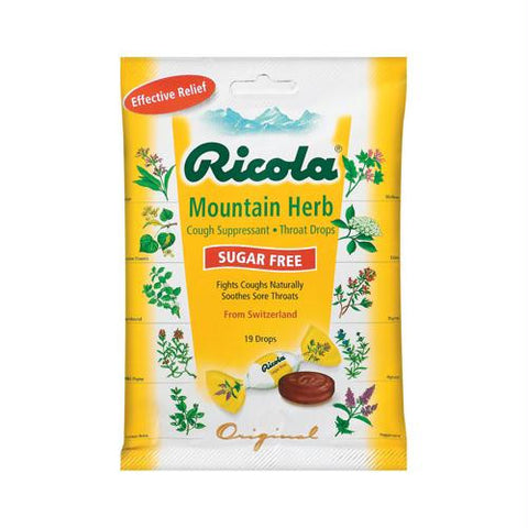 Ricola Sugar Free Drops - Swiss Herb - Case of 12 - 19 Pack