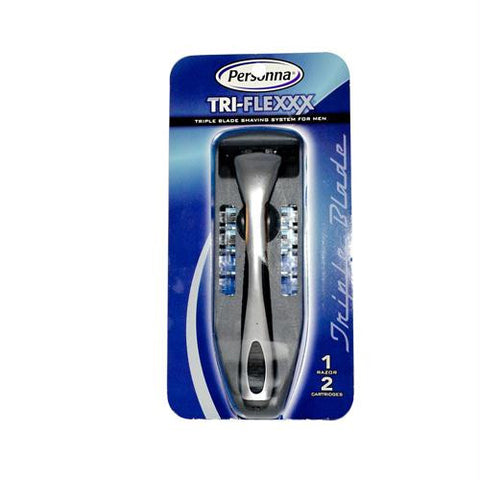 Personna Tri-Flexxx Triple Blade Shaving System For Men - 1 Razor 2 Cartridges