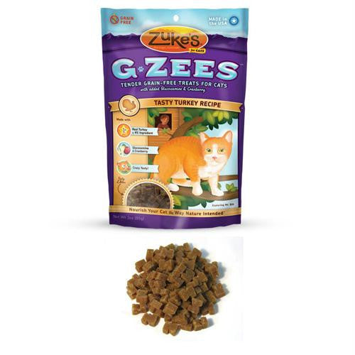 Zukes Cat Treats - G Zees Turkey Grain Free - 3 oz - Case of 12