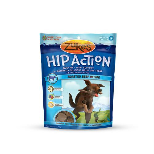 Zukes Hip Action Dog Treats - Beef Formula - Case of 12 - 6 oz