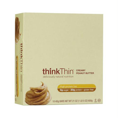 Think Products Thin Bar - Creamy Peanut Butter - Case of 10 - 2.1 oz