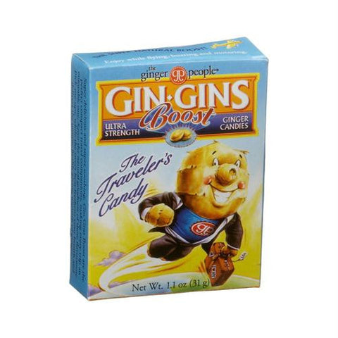 Ginger People Gingins Super Boost Candy - Case of 24 - 1.1 oz