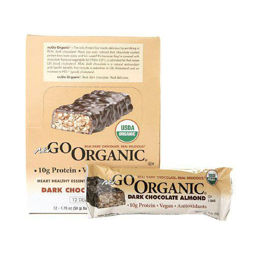 NuGO Nutrition Bar - Organic Dark Chocolate Almond - 1.76 oz - Case of 12