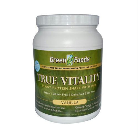 Green Foods True Vitality Plant Protein Shake with DHA Vanilla - 25.2 oz