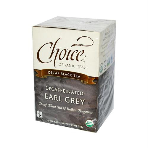 Choice Organic Teas Decaffeinated Earl Grey Tea - 16 Tea Bags - Case of 6