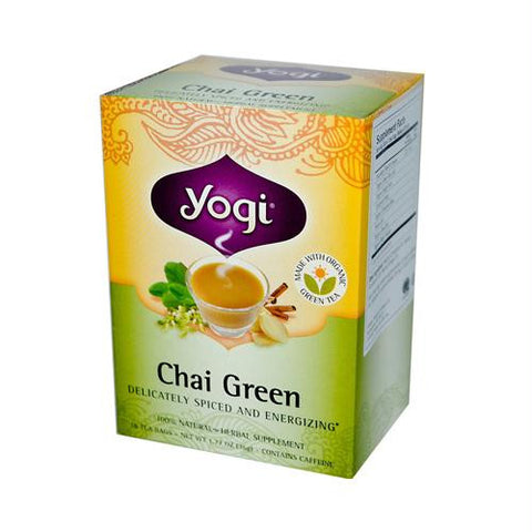 Yogi 100% Natural Herbal Tea Chai Green - 16 Tea Bags - Case of 6