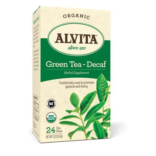 Alvita Organic Green Tea Herbal Supplement - Decaf - 24 Tea Bags