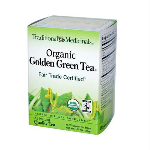 Traditional Medicinals Organic Golden Green Tea - 16 Tea Bags - Case of 6