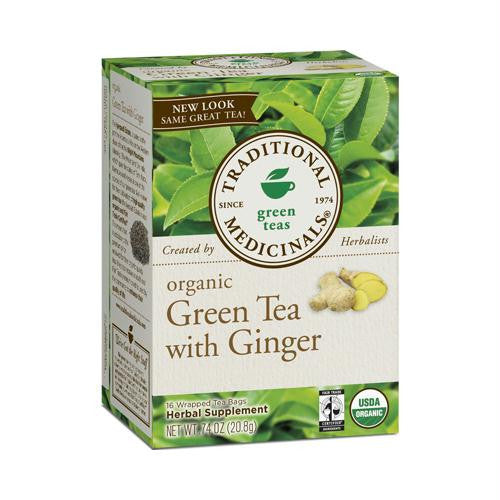 Traditional Medicinals Organic Green Tea with Ginger - Case of 6 - 16 Bags