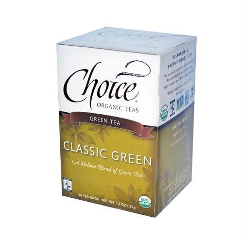 Choice Organic Teas Classic Blend Green Tea - 16 Tea Bags - Case of 6