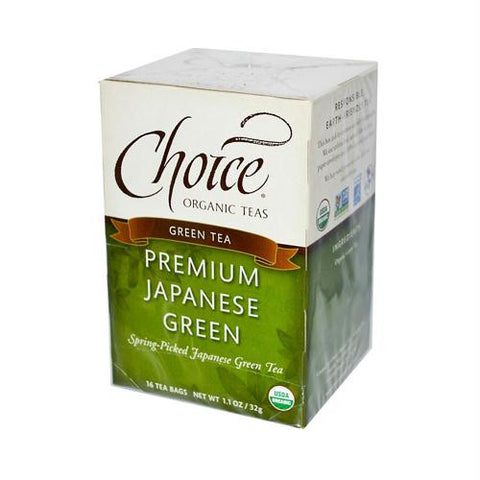 Choice Organic Teas Premium Japanese Green Tea - 16 Tea Bags - Case of 6