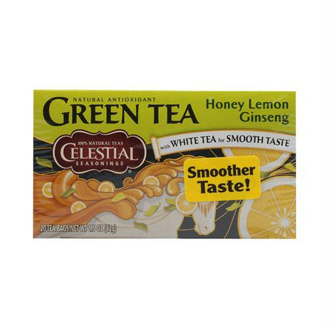 Celestial Seasonings Green Tea Honey Lemon Ginseng with White Tea - 20 Tea Bags - Case of 6