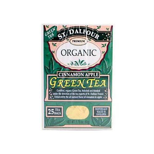 St Dalfour Organic Green Tea Cinnamon Apple - 25 Tea Bags - Case of 6