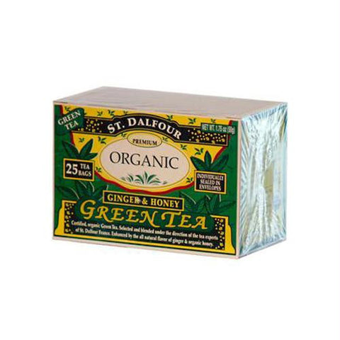 St Dalfour Organic Green Tea Ginger and Honey - 25 Tea Bags - Case of 6