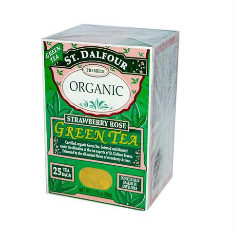 St Dalfour Organic Strawberry Rose Green Tea Strawberry Rose - 25 Tea Bags - Case of 6