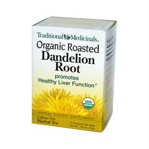 Traditional Medicinals Organic Roasted Dandelion Root Herbal Tea - 16 Tea Bags - Case of 6