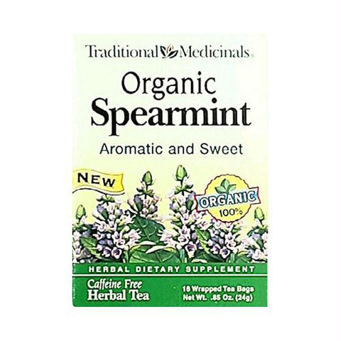 Traditional Medicinals Organic Spearmint Herbal Tea - 16 Tea Bags - Case of 6