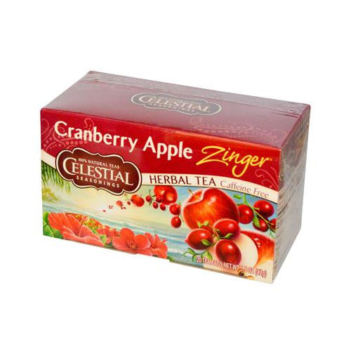 Celestial Seasonings Herbal Tea Caffeine Free Cranberry Apple Zinger - 20 Tea Bags - Case of 6