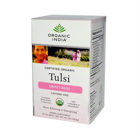 Organic India Tulsi Tea Sweet Rose - 18 Tea Bags - Case of 6