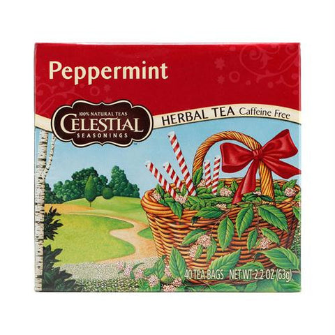 Celestial Seasonings Herbal Tea Caffeine Free Peppermint - 40 Tea Bags - Case of 6