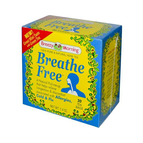 Breezy Morning Teas Breathe Free 100% Pure and Natural Herb Tea - 20 Bags