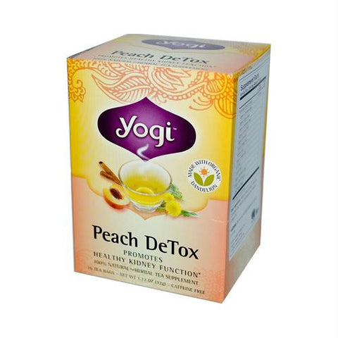 Yogi Detox Herbal Tea Caffeine Free Peach - 16 Tea Bags - Case of 6