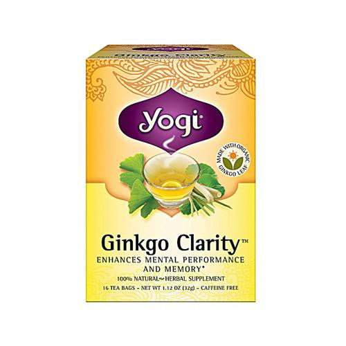 Yogi Ginkgo Clarity Herbal Tea Caffeine Free - 16 Tea Bags - Case of 6