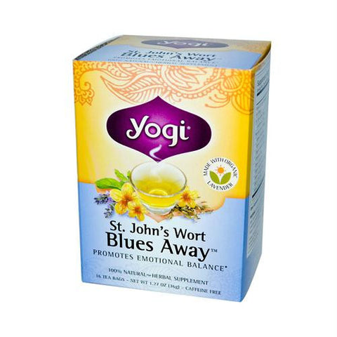 Yogi Blues Away Herbal Tea Caffeine Free St. Johns Wort - 16 Tea Bags - Case of 6