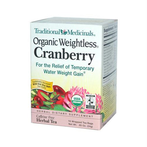 Traditional Medicinals Organic Weightless Cranberry Herbal Tea - 16 Tea Bags - Case of 6