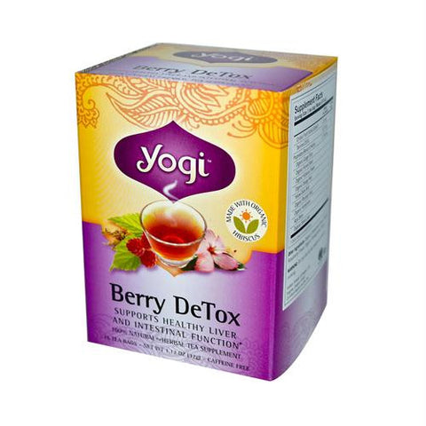 Yogi Detox Herbal Tea Caffeine Free Berry - 16 Tea Bags - Case of 6