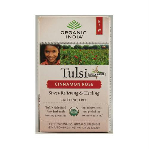 Organic India Tulsi Tea Cinnamon Rose - 18 Tea Bags - Case of 6