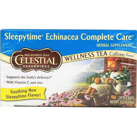 Celestial Seasonings Sleepytime Echinacea Complete Care Wellness Tea Caffeine Free - 20 Tea Bags - Case of 6